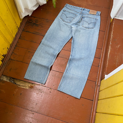 Custom Levi’s Snake Jeans – Faded Blue Denim with Full Black Snake Artwork | Vintage 1 of 1