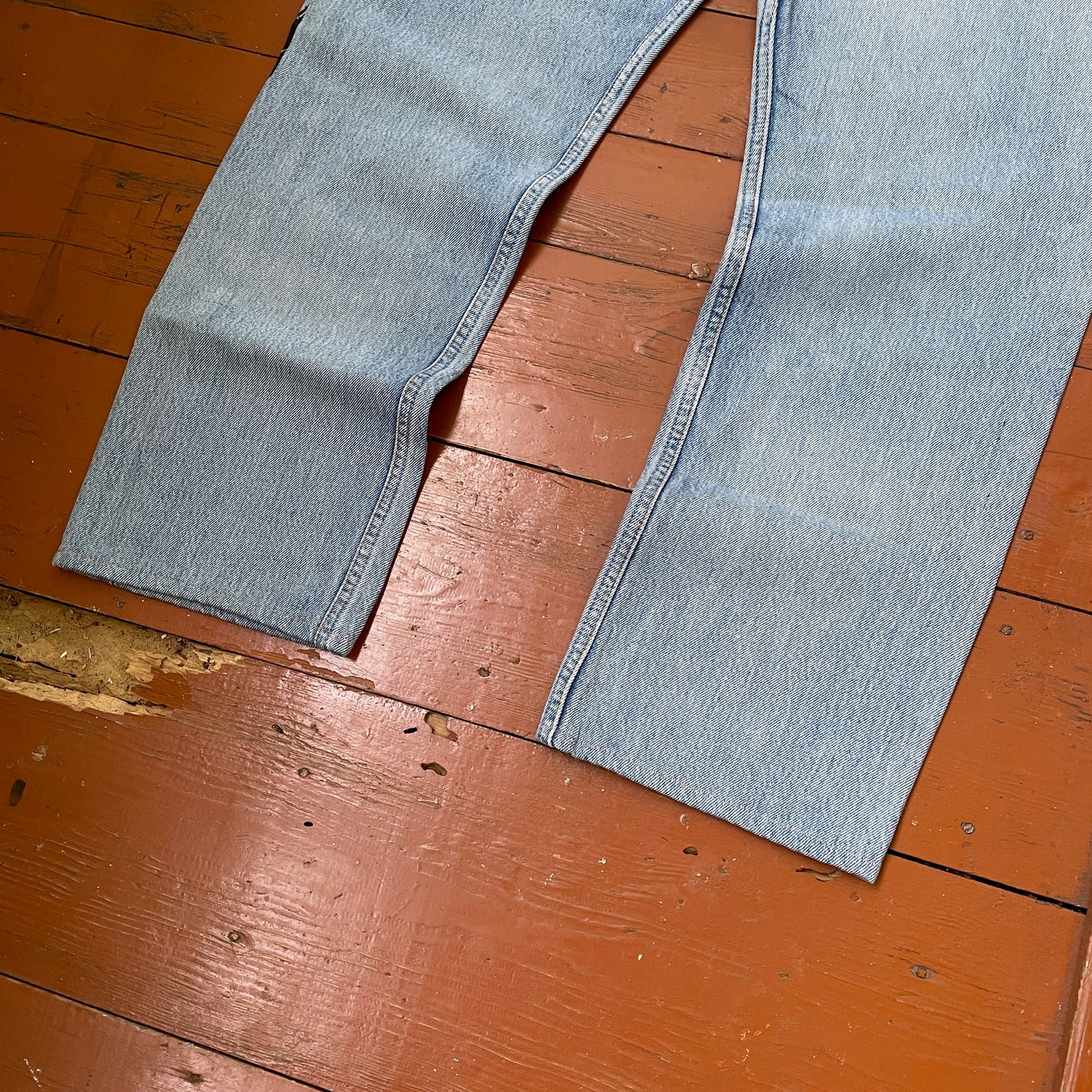 Custom Levi’s Snake Jeans – Faded Blue Denim with Full Black Snake Artwork | Vintage 1 of 1
