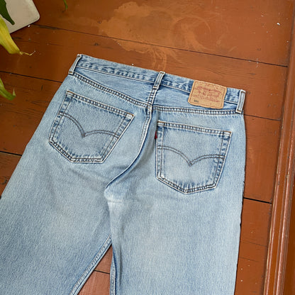 Custom Levi’s Snake Jeans – Faded Blue Denim with Full Black Snake Artwork | Vintage 1 of 1