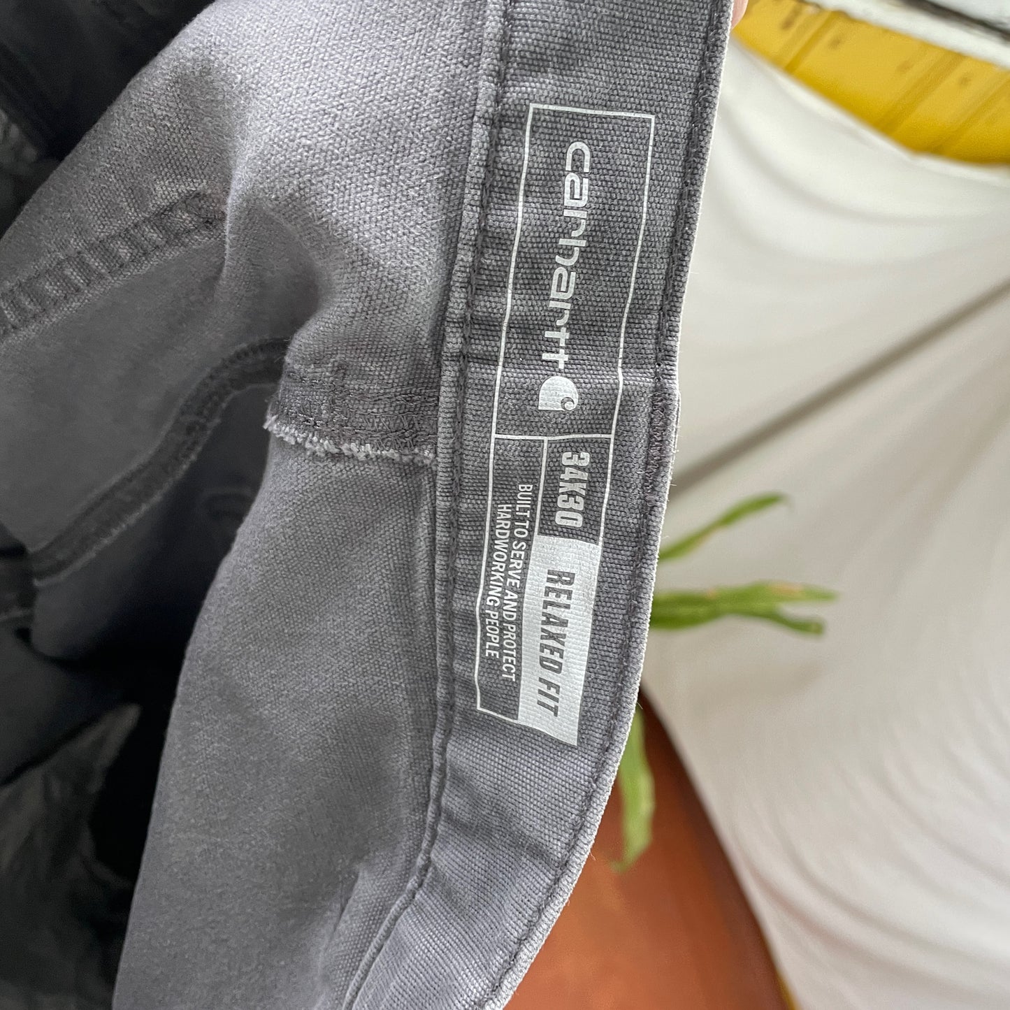 Custom Carhartt Tiger Pants – Hand-Faded Grey with White Tiger Art | Vintage Workwear 1 of 1
