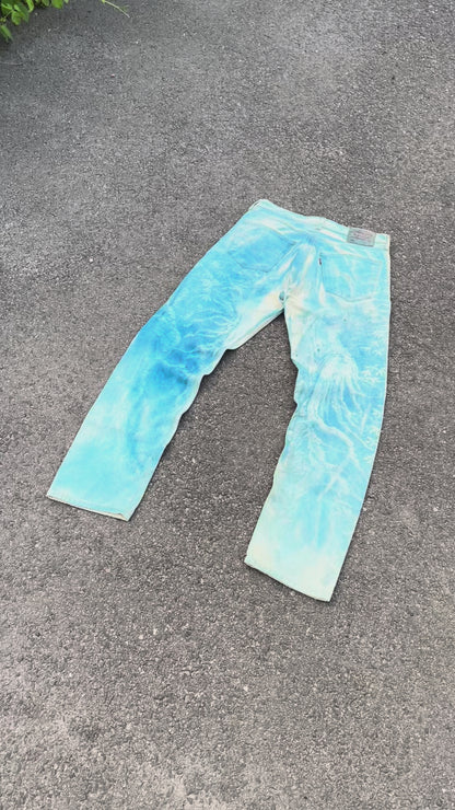 Custom Levi’s 501 Jeans – Washed Blue Landscape Art | Vintage 1 of 1